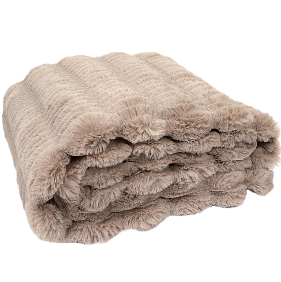 Plaid - Home Deco Factory - Opulence - Imitation Fourrure - Marron - 120 X 150 Cm
