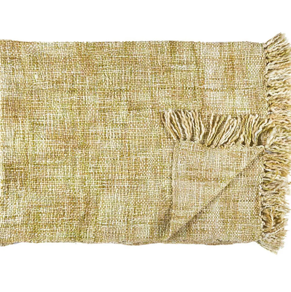 Plaid - Home Deco Factory - Grosse Maille - Chunky - Jaune - 125 X 150 Cm