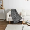 Plaid - Home Deco Factory - Flanelle - Embossé - Gris - 120 X 150 Cm