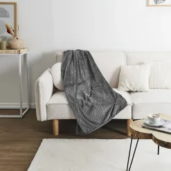 Plaid - Home Deco Factory - Flanelle - Embossé - Gris - 120 X 150 Cm