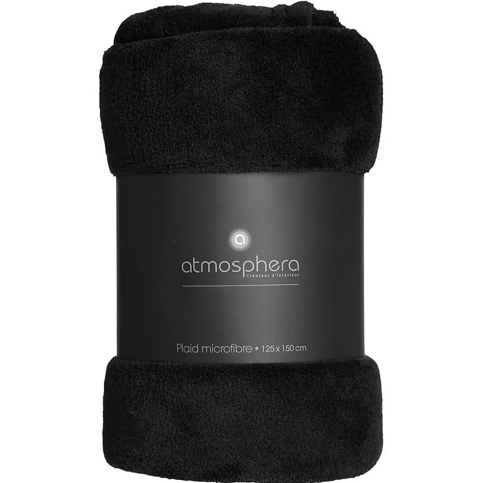Plaid - microfibre - noir - 125x150 cm - Atmosphera