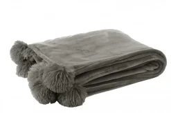 Plaid à Pompons "Blanket" 130x170cm Gris