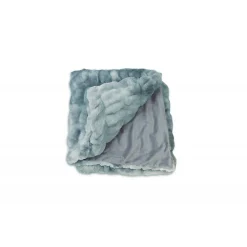 Plaid 165 x 120 cm bleu en fausse fourrure ultra douce - CALINOU