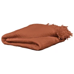Plaid 130 x 160 cm en quadruple gaze de coton terracotta - PEPA 1