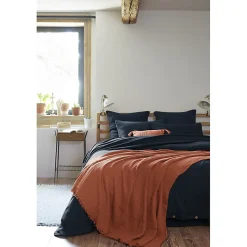 Plaid 130 x 160 cm en quadruple gaze de coton terracotta - PEPA 1