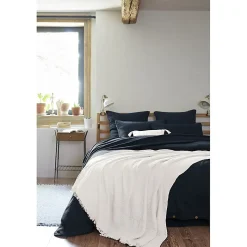 Plaid 130 x 160 cm en quadruple gaze de coton blanc - PEPA 1