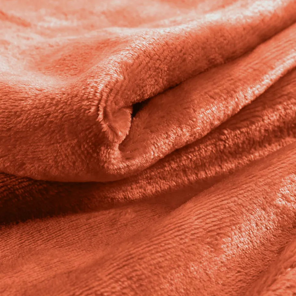 Plaid 125 x 150 cm flanelle unie FLANOU Terracotta