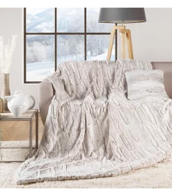 PLAID 180 x 220 CM IMITATION FOURRURE,SHERPA LYNX - 180x220cm - Beige