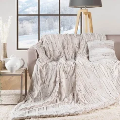 PLAID 180 x 220 CM IMITATION FOURRURE,SHERPA LYNX - 180x220cm - Beige
