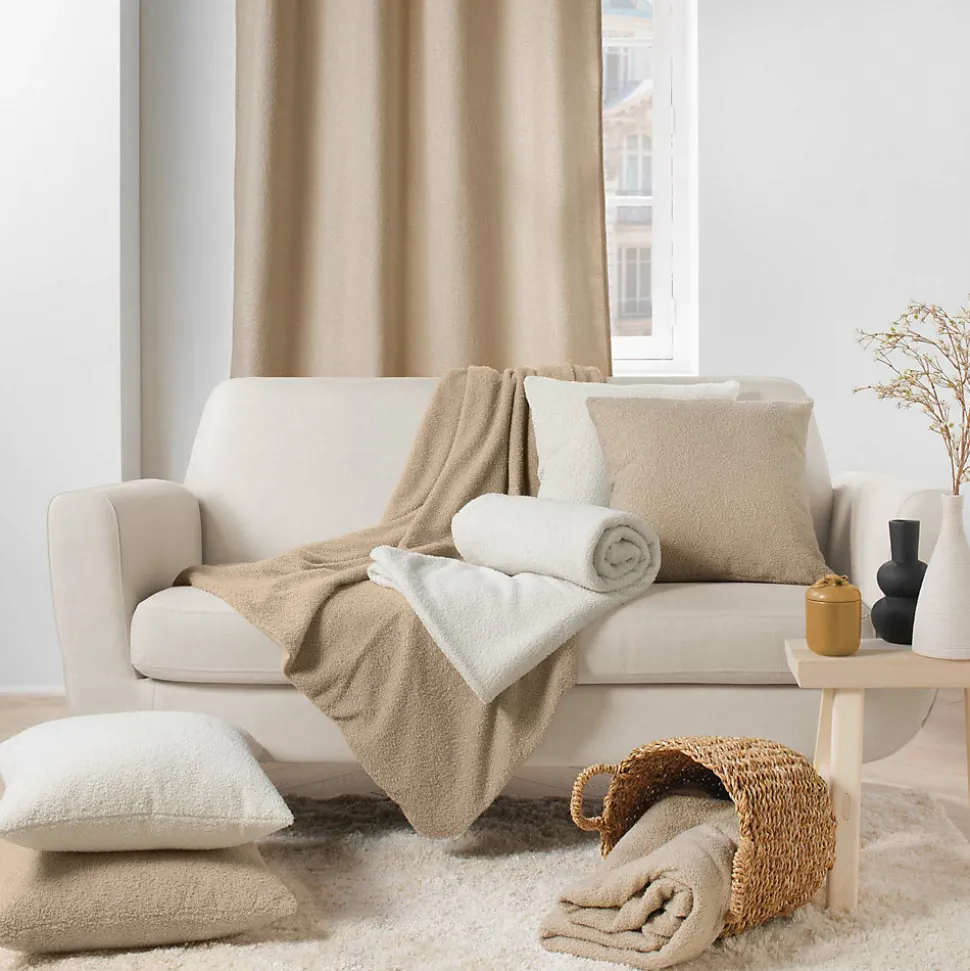 Plaid (125 x 150 cm) Wooly Terracotta, Bouclette Unie WOOLY (125x150 cm - Naturel)