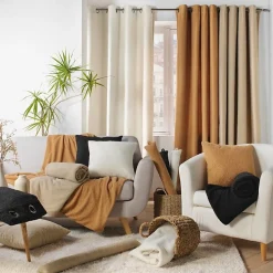 Plaid (125 x 150 cm) Wooly Terracotta, Bouclette Unie WOOLY (125x150 cm - Beige)
