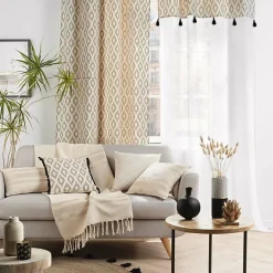 Plaid a franges 125 x 150 cm coton jacquard+fils metallises doreline Sans