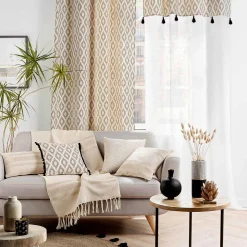 Plaid a franges 125 x 150 cm coton jacquard+fils metallises doreline Sans