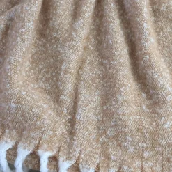 Plaid aspect mohair 100% polyester recyclé 130x180 cm HYGGE Marron caramel