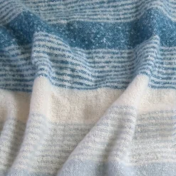 Plaid aspect mohair 100% polyester recyclé 70x180 cm HYGGE Rayé bleu