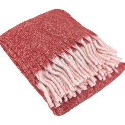 Plaid aspect mohair 100% polyester recyclé 130x180 cm HYGGE Rouge vermillon
