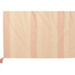 Plaid avec lignes et floches en coton blanc 130x180x10 cm