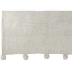 Plaid avec pompons en polyester gris clair 176x128cm
