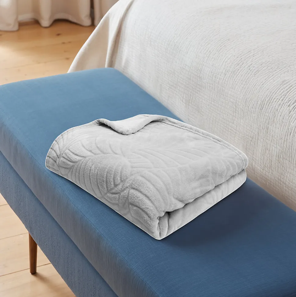 Plaid Avery palm gris JBY Creation L.180 x l.120 cm