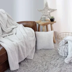 Plaid AZURA imitiation fourrure et flanelle