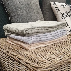 Plaid bébé tricot en coton gris clair 100 x 150 cm - TRIXIE 6767