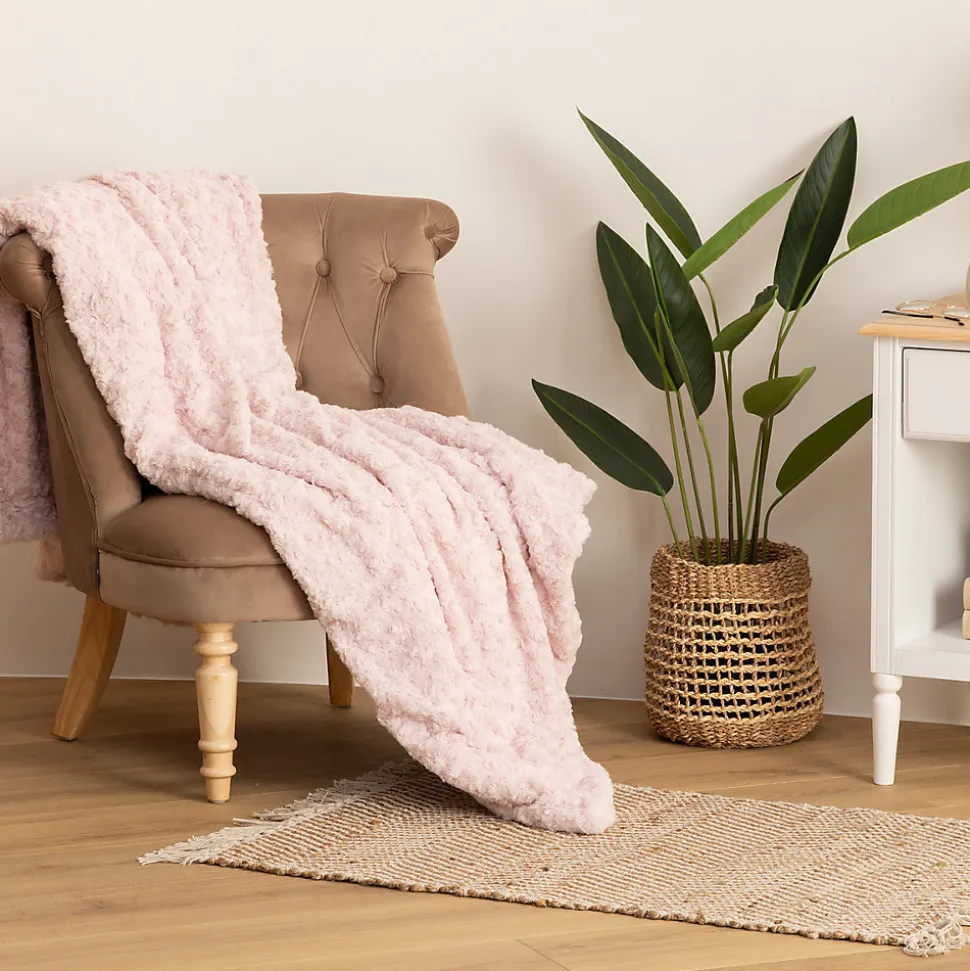 Plaid Bouclette fausse fourrure - rose 180x230 cm - Atmosphera