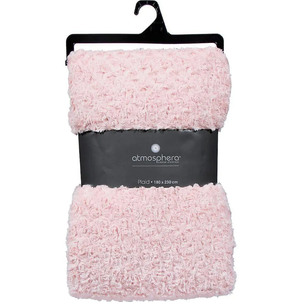 Plaid Bouclette fausse fourrure - rose 180x230 cm - Atmosphera