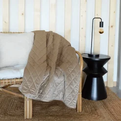 Plaid Canapé en velours matelassé (125x160 cm - Naturel)