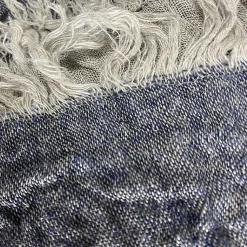 Plaid écharpe bleu 43 x 185 cm en lin avec franges - FROST 1989