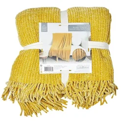 Plaid chenille en polyester avec franges 120x150 cm