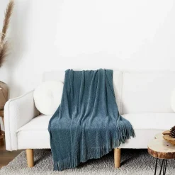 Plaid chenille en polyester avec franges 120x150 cm