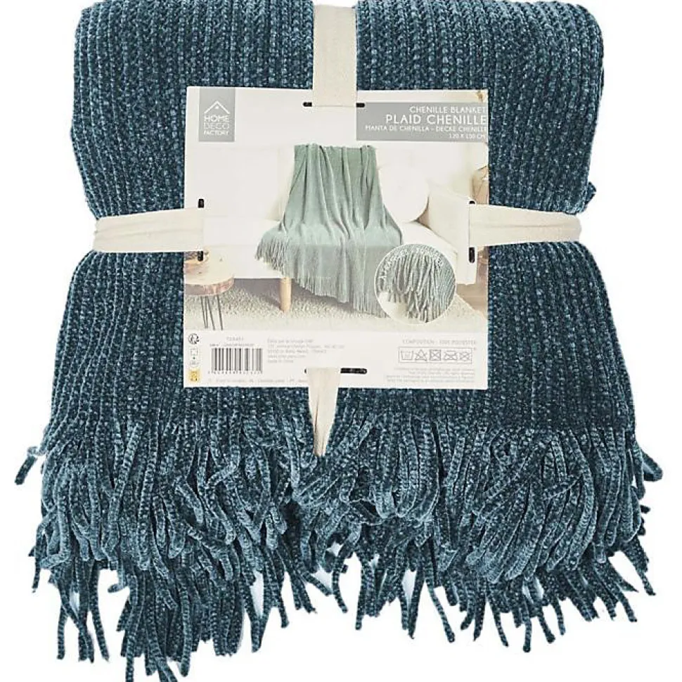 Plaid chenille en polyester avec franges 120x150 cm