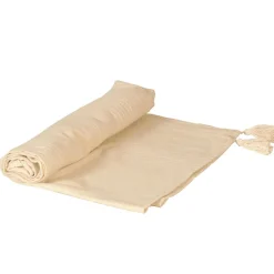 Plaid coton recyclé écru avec pompons L.180 x l.130cm Dylrev