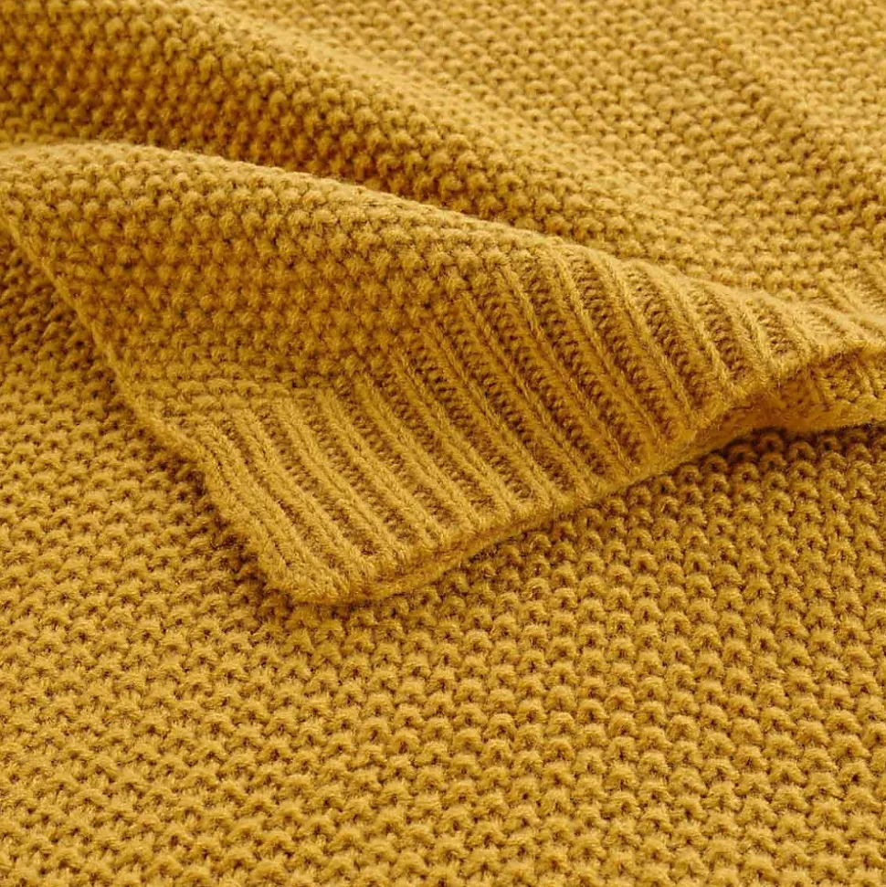 Plaid Déco Uni "Tricotine" 125x150cm Ocre