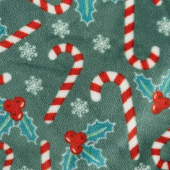 Plaid de Noël motif houx - 130 x 180 cm - Vert et rouge