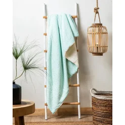 Plaid double gaze sherpa menthe/doré 130x180