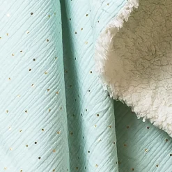 Plaid double gaze sherpa menthe/doré 130x180