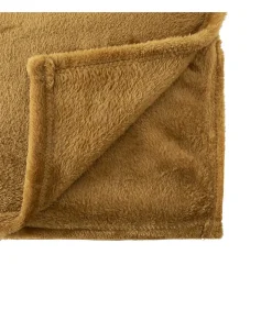 Plaid doux Jaune Mordoré 150 x 200 cm avec sac de rangement