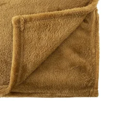 Plaid doux Jaune Mordoré 150 x 200 cm avec sac de rangement