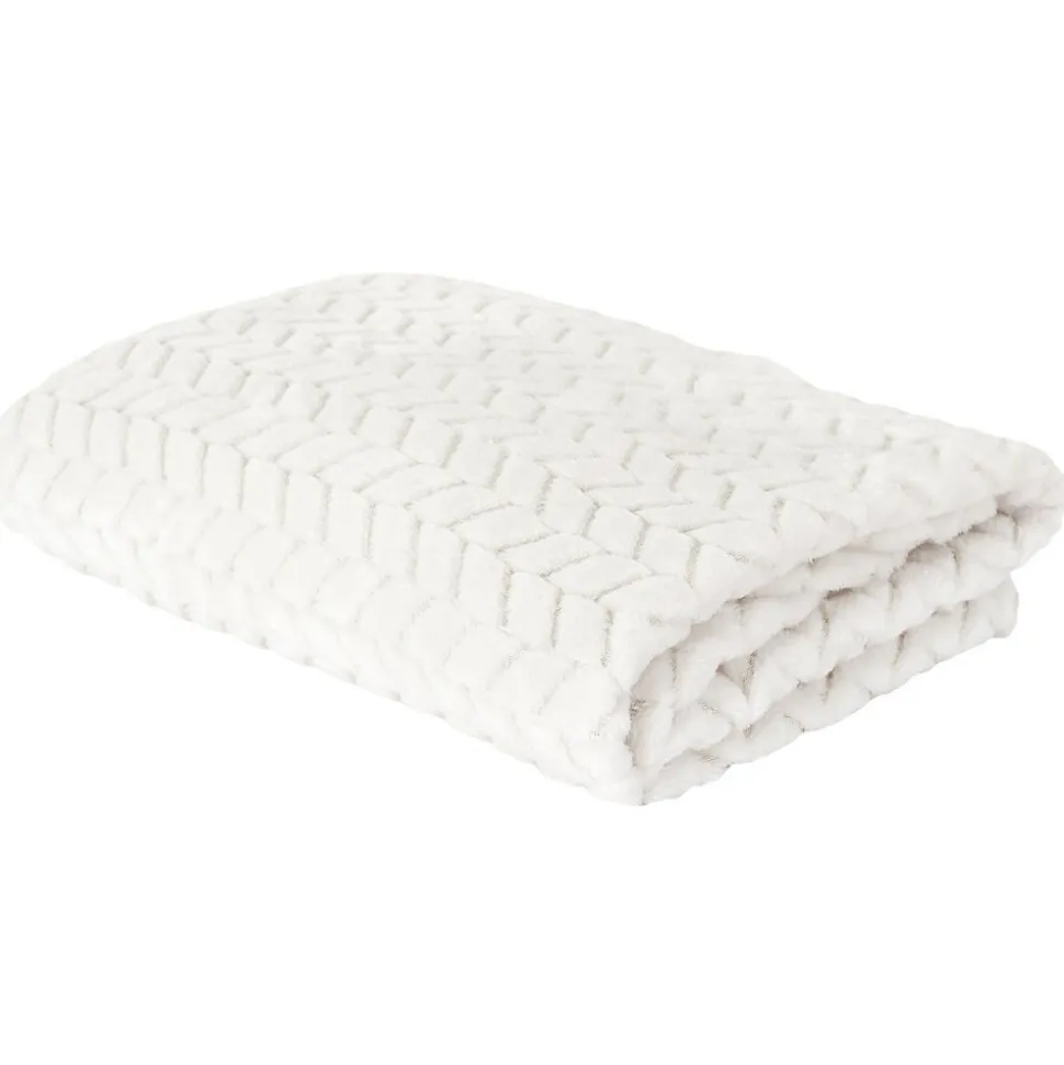 PLAID EFFET CHEVRON CREME 120X150CM M8