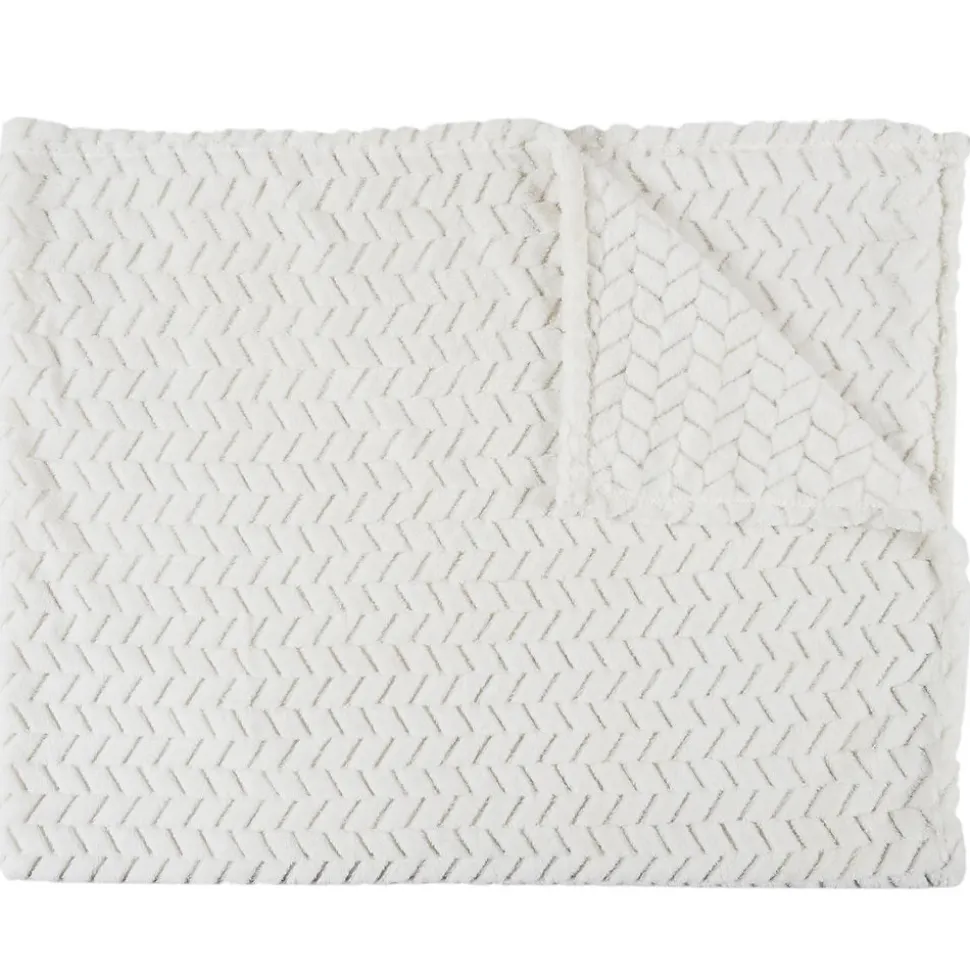 PLAID EFFET CHEVRON CREME 120X150CM M8