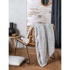 Plaid effet fourrure gris polaire L.220 x l.200cm Deco&co