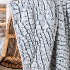 Plaid effet fourrure motif serpent gris L.160 x l.130cm Deco&co