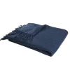 Plaid effet laine gaufrée bleu nuit Cocooning Plaid L.180 x l.127cm