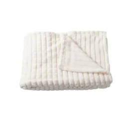 Plaid en fausse fourrure ultra doux blanc écru 200x130 cm