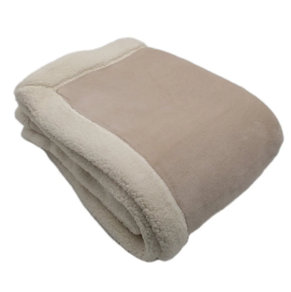 Plaid en microvelours doublé sherpa (130x150 cm - Rose poudré)