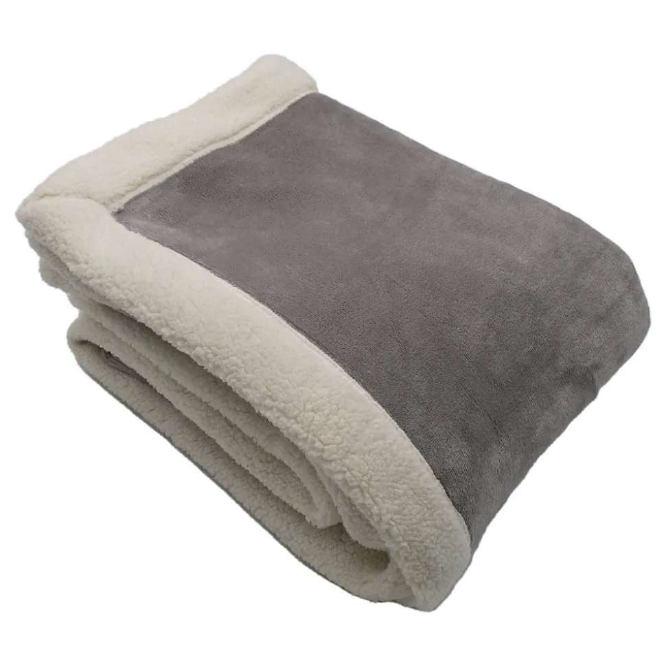 Plaid en microvelours doublé sherpa (130x150 cm - Gris Perle)