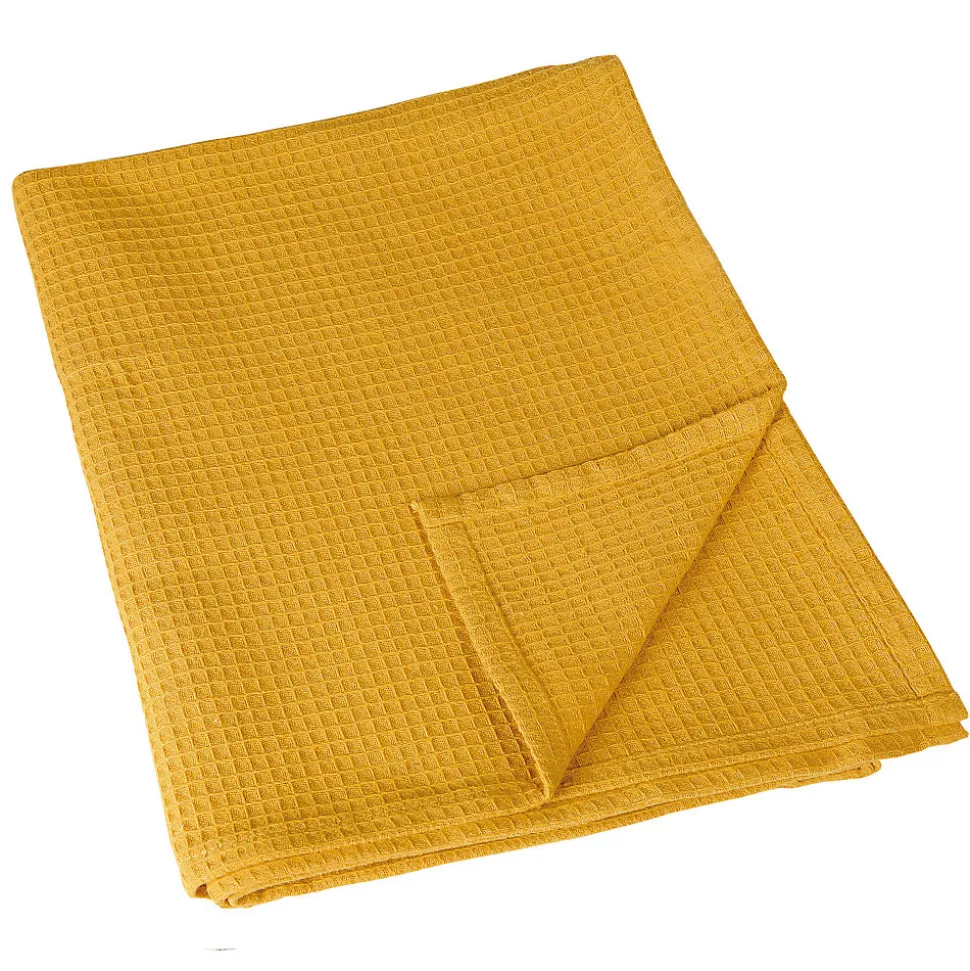 Plaid en nid d'abeille (125x180 cm - Jaune)
