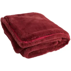 Plaid en polyester rouge cerise 180x130 cm