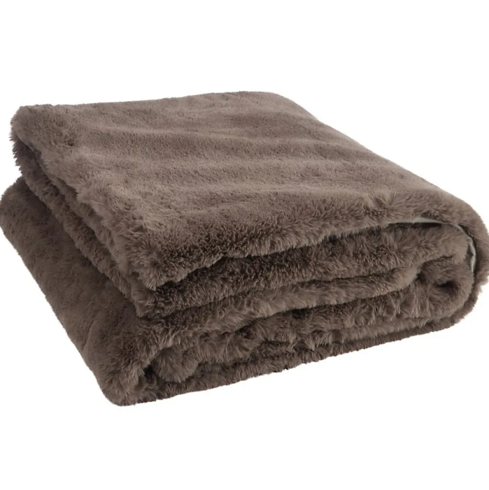 Plaid en polyester taupe 180x130 cm